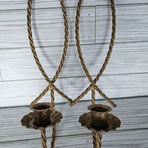 Gold Rope Wall Candle Holders